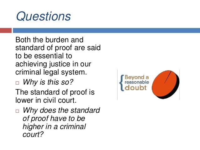 burden of proof and standard of proof essay Free essay: at the same time, an immoral person with a personal vendetta in mind who falsely accuses someone of a crime would have a very hard time getting a. burden of proof and standard of proof essay Free essay: at the same time, an immoral person with a personal vendetta in mind who falsely accuses someone of a crime would have a very hard time getting a.