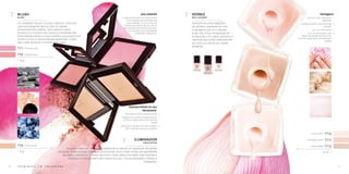 jóia celestial
A safira encontrada nos nossos blush
e iluminadores são chamados de
joias celestiais. A sua cor do céu
impressiona desde séculos não só
aos amantes das pedras preciosas.
No cosmético dá propriedades
hidratantes e alisadoras.
Vantagens:
em tons nude, clássicos e
elegantes
secagem rápida, verniz de longa
duração
com um brilho bonito
com um pincel plano que
adapta-se perfeitamente à forma
da unha, garantindo uma aplicação
perfeita
Imprescindível no seu
nécessaire:
dá à pele um brilho suave e bonito
reflexa a luz, suaviza os rasgos faciais,
diminui a idade, elimina os sinais de
fadiga
para aplicar de dia e de noite, também
para o decote, pescoço e ombros
Blush
blush
Um verdadeiro tesouro: os blush clássicos, universais
cujos tons elegantes dão ao rosto um aspeto
excecionalmente radiante. Num pequeno estojo
fechamos os minerais mais valiosos provenientes das
profundidades da terra: a lava vulcánica que proporciona
à pele os micro e macronutrientes essenciais, a safira
alisa a pele deixando-a incrivelmente suave.
Verniz
nail lacquer
Descubra as cores elegantes
de vernizes, inspiradas em tons
e paisagens que só a natureza
pode criar. A sua composição foi
enriquecida com cálcio, queratina e
vitaminas que nutrem intensamente
as unhas e cuida do seu aspeto
excelente.
Iluminador
highlighter
Envolve o rosto com uma suave neblina de luz dando um resplendor de pedras
preciosas. Pode consegui-lo graças ao iluminador único criado à base de ingredientes
de origem vulcánica e rochosa, tais como: mica, safira e turmalina. Este cosmético
exclusivo contém também óleo natural de uvas, com propriedades nutritivas e
hidratantes.
TT9 Arizona Gold
	 9 g
TT7 American Pink
TT8 Siberian Rose
	 9 g
French Pink TT10
Norwegian Rose TT11
Indian Beige TT12
10 ml
1110
 