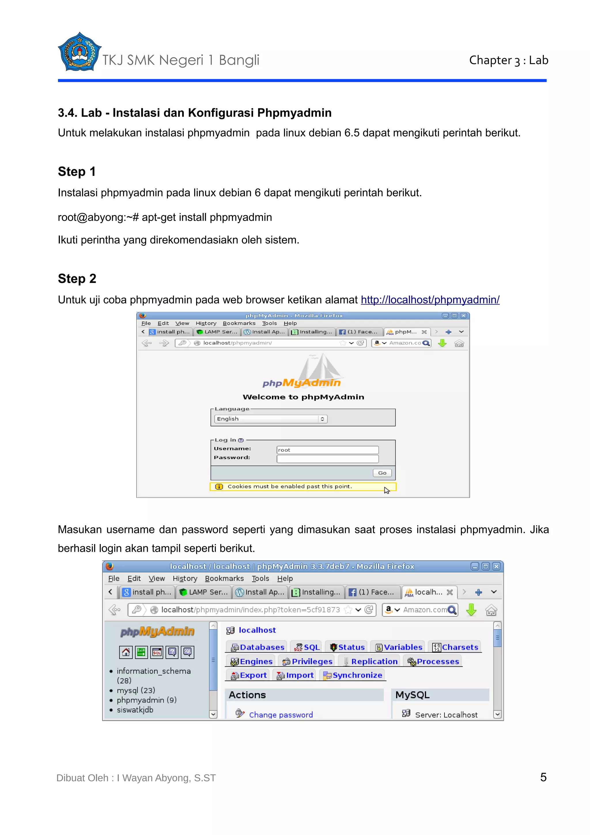 3.1 lab-instalasi dan konfigurasi webserver-mysql-php-phpmyadmin | PDF