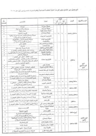 جداول امتحانات الدبلومات الفنية الصناعية 2015 