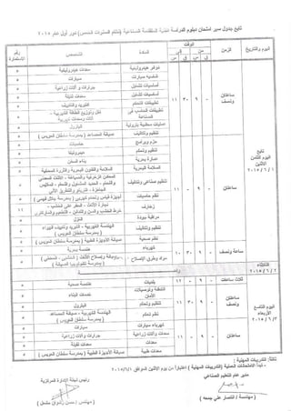 جداول امتحانات الدبلومات الفنية الصناعية 2015 