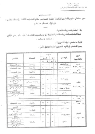 جداول امتحانات الدبلومات الفنية الصناعية 2015 