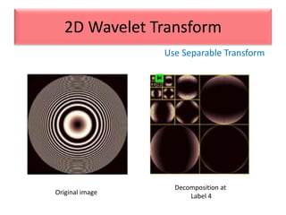 Use Separable Transform
2D Wavelet Transform
Decomposition at
Label 4
Original image
 