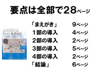 要点は全部で２８ページ
「まえがき」 ９ページ
１部の導入 ４ページ
２部の導入 ２ページ
３部の導入 ５ページ
４部の導入 ２ページ
「結論」 ６ページ
 