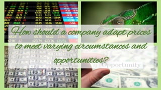 How should a company adapt prices
to meet varying circumstances and
opportunities?
 