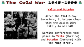 At first most fighting
took place between the
USSR and Germany on the
Eastern Front.
USSR leader Joseph Stalin
believed that the United
States wanted Germany and
the USSR to destroy each
other before they would
intervene.
 