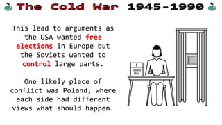 Stalin wanted to see
the US and Britain open
up a second front by
invading France. This
would split Germany’s
troops and relieve the
pressure on Russia.
Eventually the USA and
UK invaded France on D-
Day in June 1944.
 