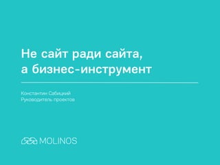  Веб-разработка: как получить не сайт ради сайта, а бизнес-инструмент. Константин Сабицкий, руководитель проектов Molinos.