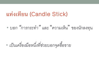 • บอก “การกระทา” และ “ความเห็น” ของนักลงทุน
• เป็นเครื่องมือหนึ่งที่ช่วยบอกจุดซื้อขาย
 