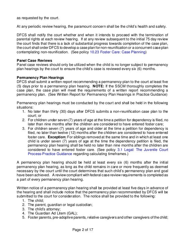 3.2 case review permanency plan hearings