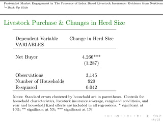 Pastoralist market engagement in the presence of IBLI: Evidence from Nothern Kenya