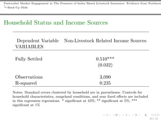 Pastoralist market engagement in the presence of IBLI: Evidence from Nothern Kenya