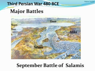 Valarie Young
Third Persian War 480 BCE Yahoo! Video Search Results for battle of
salamis3.wmv
Major Battles
September Battle of Salamis
 