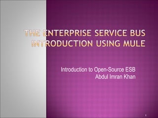 Introduction to Open-Source ESB
Abdul Imran Khan
1
 
