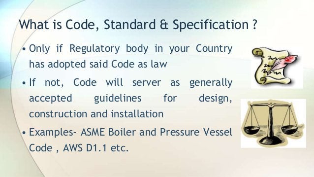 Difference between code, standard & Specification | PPT