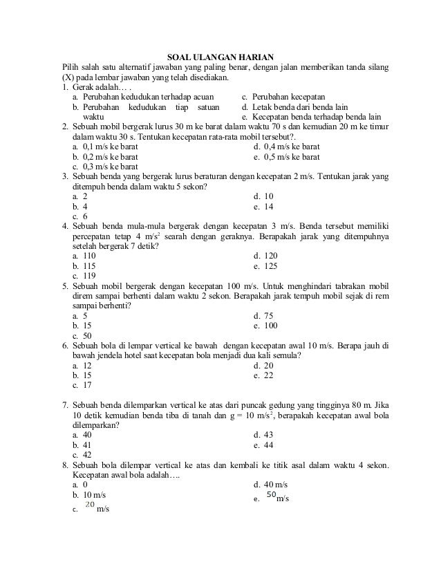 Kumpulan Contoh Soal: Contoh Soal Glb Dan Glbb Kelas 10 ...