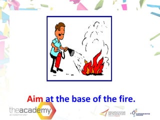 Aim at the base of the fire.
 