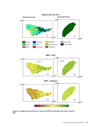 Diversidade Funcional em Floresta Atlântica 15
Figura 10. Imagens de usos da terra e valores de NDVI dos Córregos Sem Nome e Ronco
Alto.
 