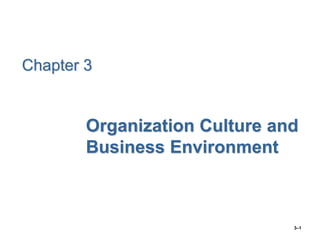 Chapter 3
Organization Culture and
Business Environment
3–1
 