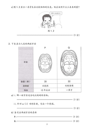 Year 3 KSSR Science Exam Paper
