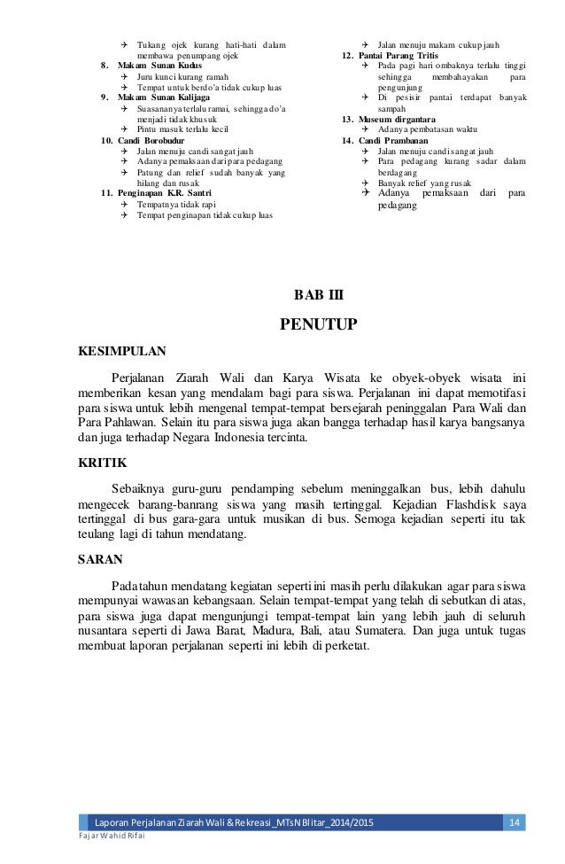 3. Laporan Perjalanan Rekreasi Dan Ziarah Wali (ISI)