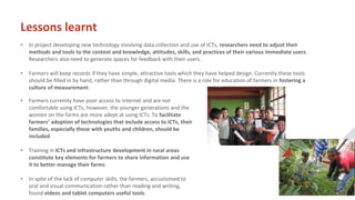 Data sharing and use of ICTs in agriculture: Working  with small farmer  groups in Colombia