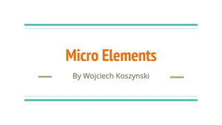 Micro Elements
By Wojciech Koszynski
 