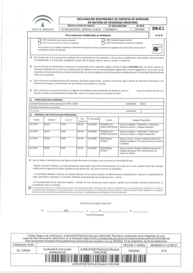 Certificado RITE SL (Consejería Empleo) Certificado RITE SL (Consejería Empleo)