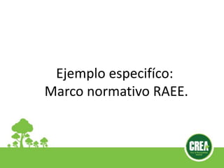 Ejemplo especifíco:
Marco normativo RAEE.
 