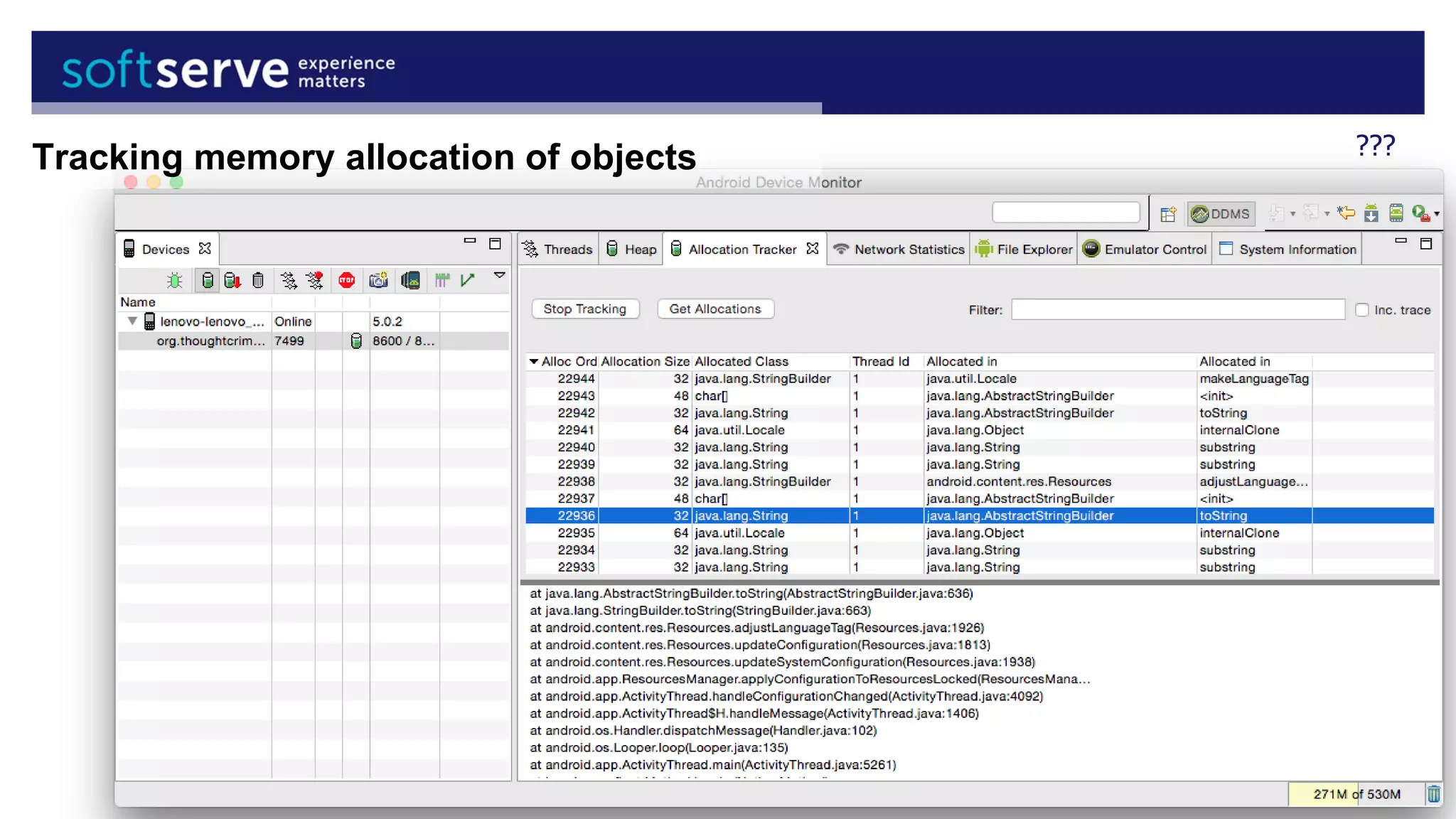 ???Tracking memory allocation of objects
 