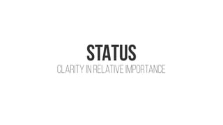 STATUS
Clarity in relative importance
 