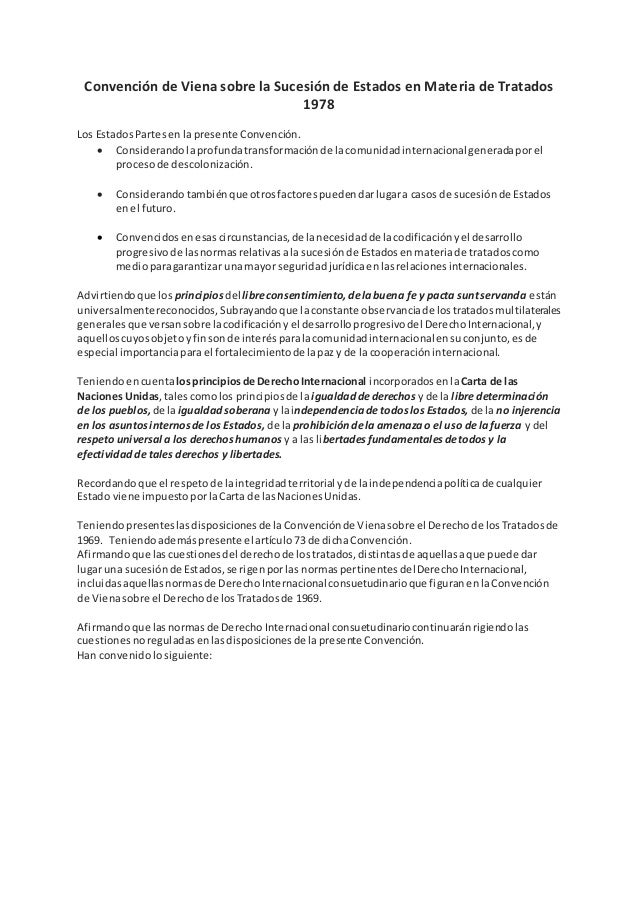 Convención de viena sobre la sucesión de estados en materia de tratad… Convención de viena sobre la sucesión de estados en materia de tratad…