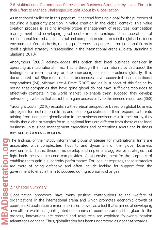 Dissertation about globalization