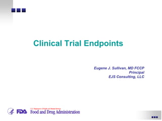 Eugene J. Sullivan, MD FCCP
Principal
EJS Consulting, LLC
Clinical Trial Endpoints
 