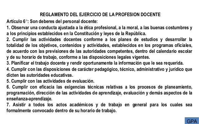 Reglamento. Ejercicio de la Profesión Docentes