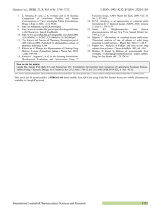 FORMULATION DEVELOPMENT AND EVALUATION OF LAMOTRIGINE SUSTAINED RELEASE ...