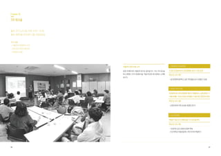 36 37
	 	
	 	
Chapter 02
5차 워크숍
일시 2015.09.08, 오후 6:00 ~ 8:30
장소 방학3동 주민센터 2층 교양강좌실
주요 내용
•자율관리 운영방식 소개
•공유공간 운영 비용 검토
•운영방식 토론
자율관리 운영 모델 소개
운영 주체에 따라 자율관리 방식도 달라집니다. 지난 3차 워크숍
때 소개했던 3가지 운영방식을 ‘마을'에 맞게 재구성해서 소개했
습니다.
구성된 민관참여단이 운영계획을 세우고 직접 운영
특징 및 고려 사항
•공간운영에 참여하고 싶은 주민들을 상시 모집할 수 있음
1.민관참여단직접운영제
민관참여단은전체운영방향제안과지원을맡고,실제운영은기
수별(6개월~1년)로모집된주민들로구성한공간운영진이담당
특징 및 고려 사항
•운영진에게 어떤 보상을 제공할 것인가
2.운영진주민기수제
적합한 기업 또는 단체에 일정 기간 공간을 위탁
특징 및 고려 사항
•안정적인 공간 운영과 운영비 확보
•민간위탁은 마을공동체나 주민자치에 적합한가
3.민간위탁운영
 