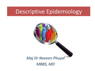 Descriptive Epidemiology
Maj Dr Naveen Phuyal
MBBS, MD
 