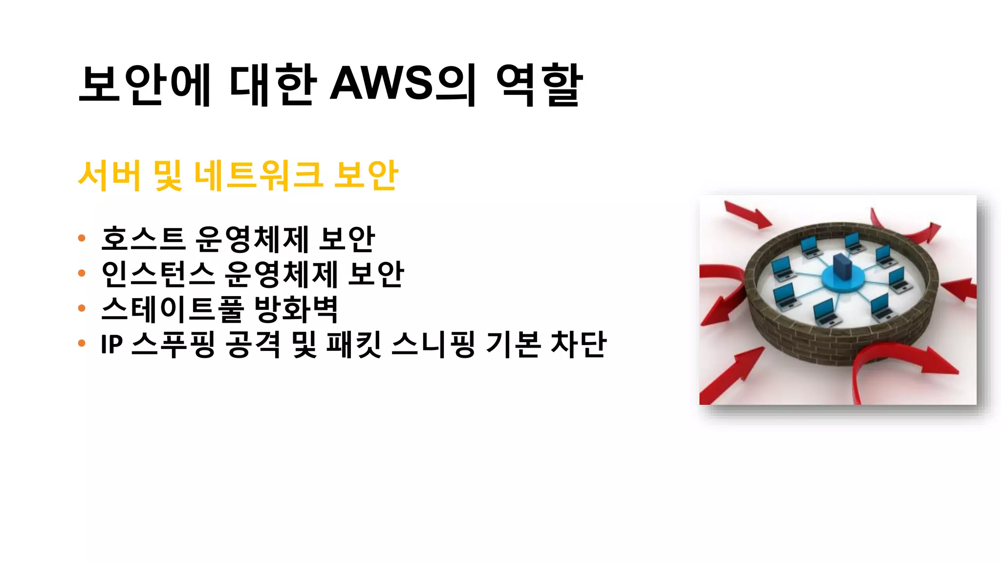 보안 기준을 지속적으로 개선하기 위해서 모든 것을 구축합니다
AWS 주요 인증 및 보증 프로그램
 