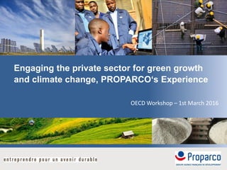 Engaging the private sector for green growth
and climate change, PROPARCO‘s Experience
OECD Workshop – 1st March 2016
 