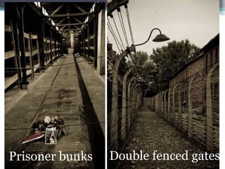 Prisoner bunks Double fenced gates
 