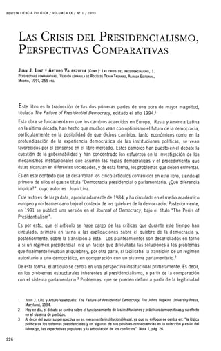 3. la crisis del presidencialismo. perspectivas comparativas. 1997