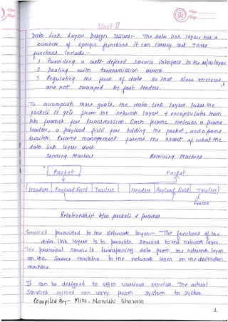 Computer Network Notes (Handwritten) UNIT 2 | PDF
