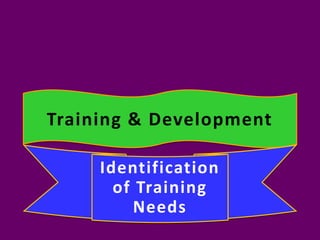 Training & Development
Identification
of Training
Needs
 