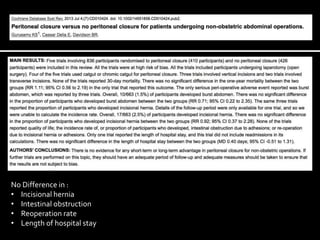 No Difference in :
• Incisional hernia
• Intestinal obstruction
• Reoperation rate
• Length of hospital stay
 