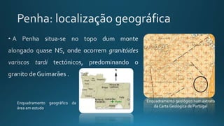 Enquadramento geológico num extrato
da Carta Geológica de Portugal
Enquadramento geográfico da
área em estudo
 