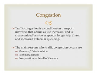 Traffic and Transportation problems | PDF
