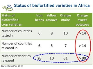 Role of Biofortification as Part of a More Diverse Diet in Africa: Progress, Challenges and Opportunities