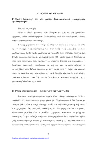 ΒΙΒΛΙΟΓΡΑΦΙΑ
Κολέζα Ε. (2000). Γνωσιολογική και Διδακτική Προσέγγιση των
Στοιχειωδών Μαθηματικών Εννοιών. Εκδ. Leader Books. Αθήνα.
Λεμονίδης, Χαράλαμπος (2006). Στοιχεία Αριθμητικής και Θεωρίας
Αριθμών για το δάσκαλο. Εκδ. Πατάκη. Αθήνα.
Λεμονίδης, Χαράλαμπος (1994). Περίπατος στη Μάθηση της
Στοιχειώδους Αριθμητικής. Εκδ. Αφοί Κυριακίδη. Θεσσαλονίκη.
Μακρίδου- Μπούσιου, Δέσποινα (2003). Θέματα μάθησης και διδακτικής.
Θεσσαλονίκη, Εκδ. Πανεπιστημίου Μακεδονίας.
Ματσαγγούρας, Ηλίας (2000) Ομαδοσυνεργατική διδασκαλία: «Γιατί;» ,
«Πώς;», «Πότε;» και «Για ποιους;». Πρακτικά Διήμερου επιστημονικού
Συμποσίου : «η εφαρμογή της ομαδοκεντρικής διδασκαλίας- τάσεις και
εφαρμογές». Θεσσαλονίκη (8-9 Δεκεμβρίου 2000)
Τριανταφυλλίδης Α. Τ. & Σδρόλιας Α. Κ. (2007). Βασικές μαθηματικές
έννοιες για τον εκπαιδευτικό της πρωτοβάθμιας εκπαίδευσης. Εκδ.
Τυπωθήτω – Γιώργος Δαρδανός. Αθήνα.
Van de Walle, J. A. (2005). Μαθηματικά για το Δημοτικό και το
Γυμνάσιο, Μια Εξελικτική Διδασκαλία. Εκδ. Τυπωθήτω – Γιώργος
Δαρδανός. Αθήνα.
Δικτυακοί τόποι
http://nlvm.usu.edu/en/nav/frames_asid_102_g_1_t_1.html
http://users.auth.gr/~kliapis/matsF.pdf
 