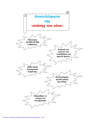 Αποτελέσµατα
της
«στάσης του νίκα»
Θανάτωση
30.000-35.000
ανθρώπων.
∆ιακοπή των
αγώνων του
ιπποδρόµου για
αρκετά χρόνια.
Κάθε λαϊκή
διαµαρτυρία
σταµάτησε.
Καταστράφηκε
µεγάλο µέρος
της πόλης.
Πληγώθηκε το
γόητρο του
αυτοκράτορα.
 